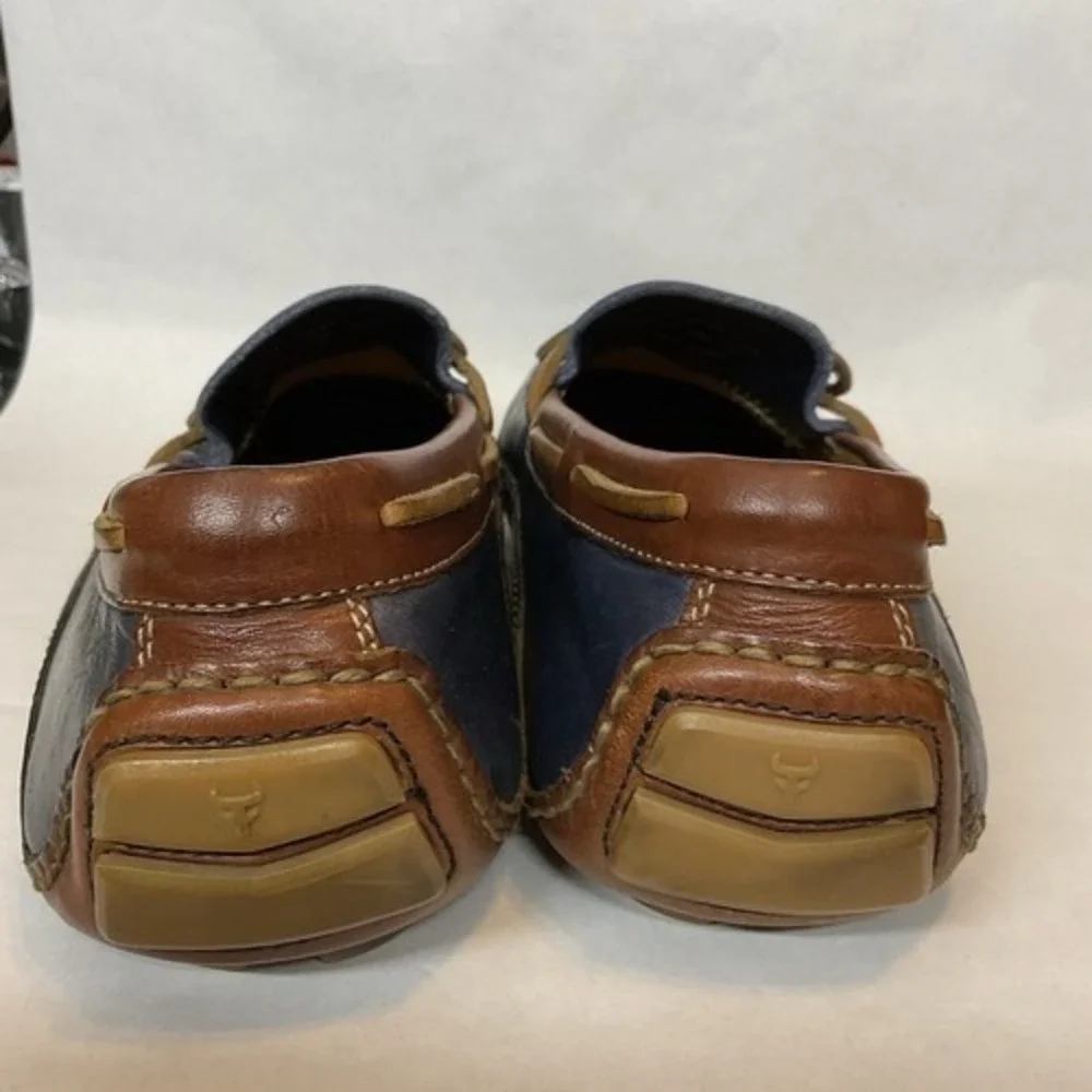 Trask Drake Blue Tie/Bow Driving Loafers Moccasin Men 9M China Bison Leather